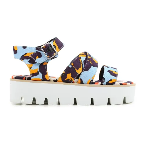 Msgm , Wedges sandals shoes in multicolor fabric ,Multicolor female, Sizes: