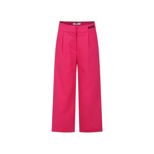 Msgm , Wide Leg Polyester Pants with Side Pockets ,Pink female, Sizes: