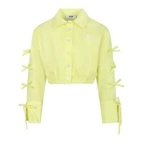 Msgm , Yellow Cotton Long Sleeve Shirt ,Yellow female, Sizes:
