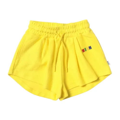 Msgm , Yellow Kids Shorts with Multicolor Logo ,Yellow female, Sizes: