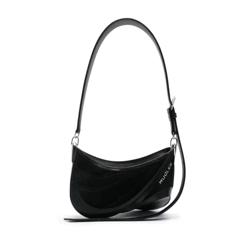 Mugler , Black Spiral Curve Shoulder Bag ,Black female, Sizes: ONE SIZE
