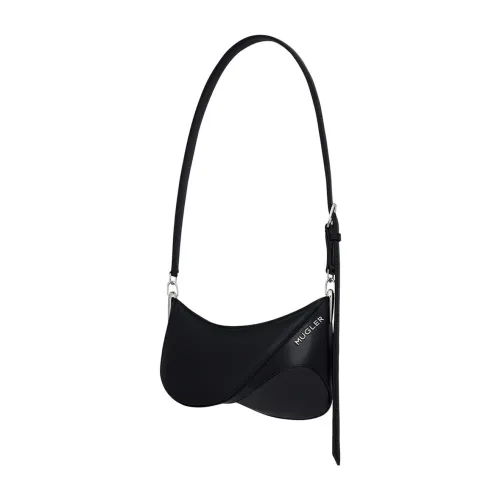 Mugler , Black Spiral Curve Small Leather Bag ,Black female, Sizes: ONE SIZE