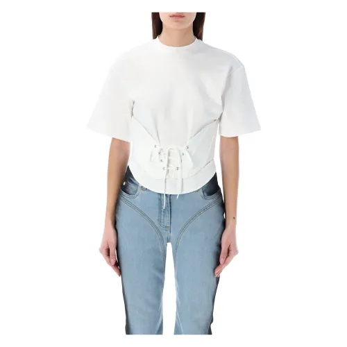 Mugler , Corset T-Shirt - Stylish and Trendy ,White female, Sizes: