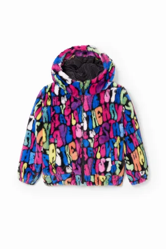 Multicolour fur-effect jacket - MATERIAL FINISHES - 11/12