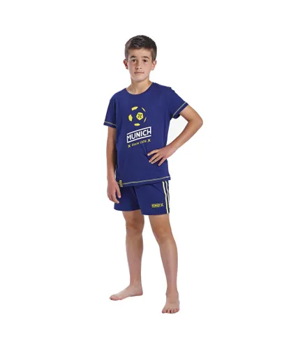 Munich Boys Glam CH1350 boy's short sleeve and round neck pajamas - Blue
