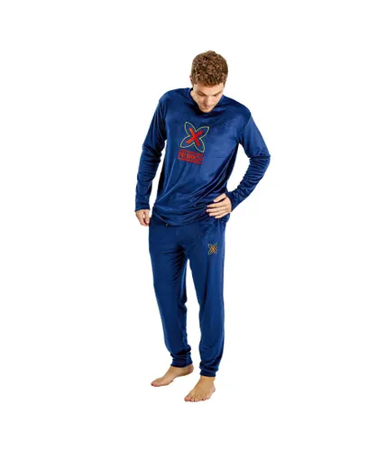 Munich Mens Long Sleeve Velvet Pajamas MUDP0450 - Blue