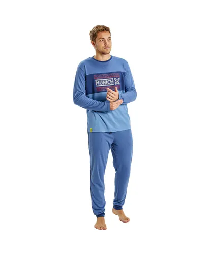 Munich Mens Long Sleeve Winter Pajamas MUDP0252 - Blue