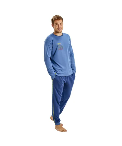 Munich Mens Long Sleeve Winter Pajamas MUDP0452 - Blue