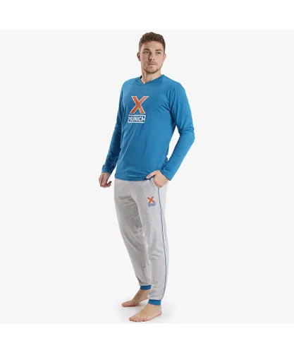 Munich Mens Long-sleeved pajamas CP0452 - Blue