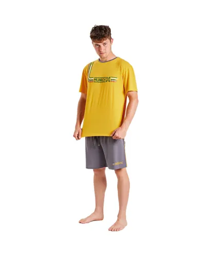 Munich Mens short-sleeved and round neck pajamas MUEH0150 - Yellow