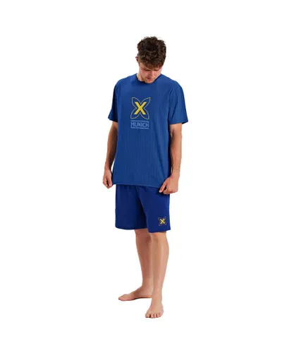 Munich Mens short-sleeved and round neck pajamas MUEH0253 - Blue
