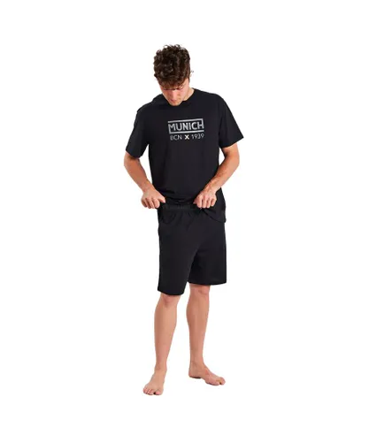 Munich Mens short-sleeved and round neck pajamas MUEH0350 - Black