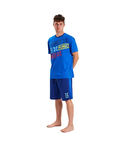 Munich Mens short-sleeved and round neck pajamas MUEH0351 - Blue