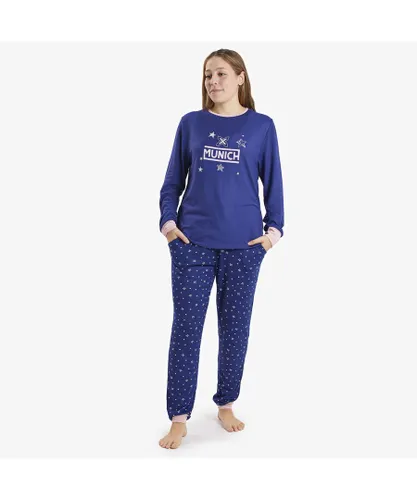 Munich Womens Long-sleeved pajamas CP0400 - Blue