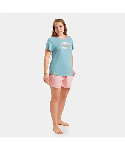 Munich Womens Short sleeve pajamas DH0101 - Blue/Pink