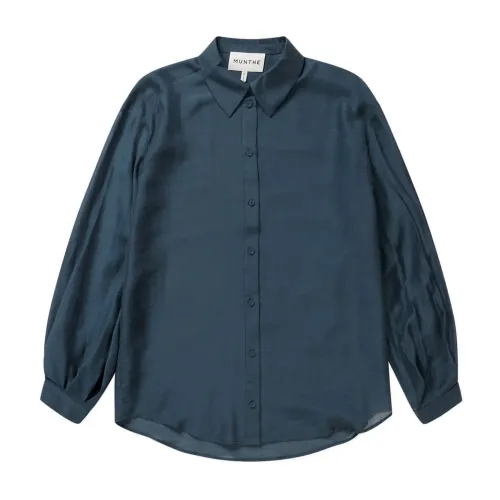 Munthe , Elegant Puffed Sleeve Shirt ,Blue female, Sizes: