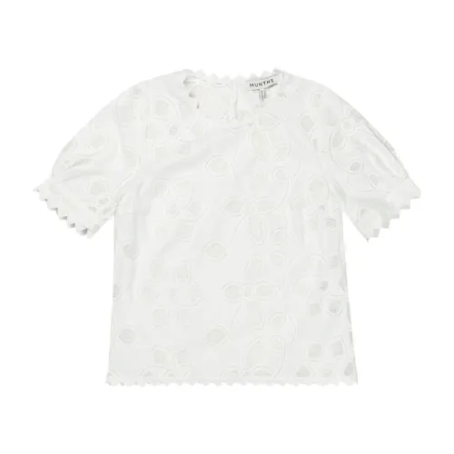 Munthe , Feminine Top with Embroidered Details ,White female, Sizes: