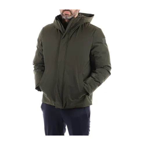 Museum , Green Waterproof Coat with Synthetic Padding and Fixed Hood ,Green male, Sizes: