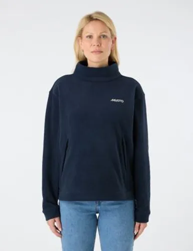 Musto Womens Fleece Funnel Neck Sweatshirt - 10 - Navy, Navy,Taupe