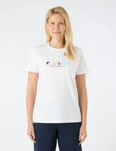 Musto Womens Pure Cotton Logo T-Shirt - 8REG - White, White,Navy
