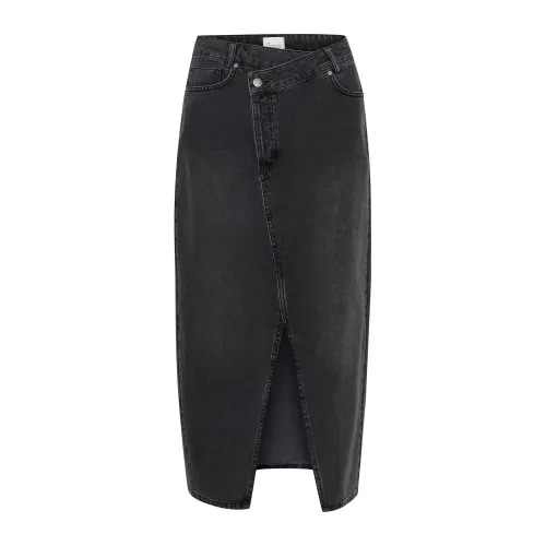 My Essential Wardrobe , Cool Denim Asymmetric Skirt ,Gray female, Sizes: