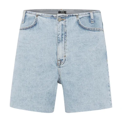 My Essential Wardrobe , Light Blue Retro Wash Denim Shorts ,Blue female, Sizes:
