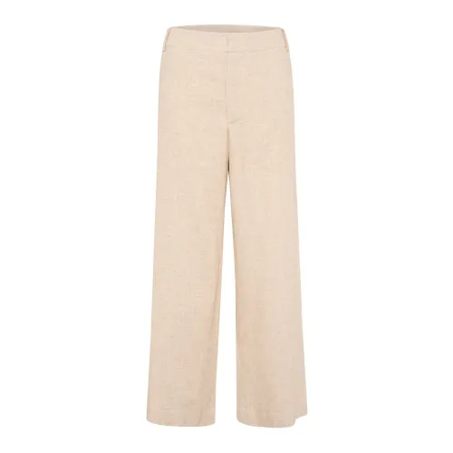 My Essential Wardrobe , Loose Fit Oatmeal Melange Pants ,Pink female, Sizes: