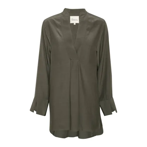 My Essential Wardrobe , Raven Grey Blouse with Long Sleeves ,Gray female, Sizes: