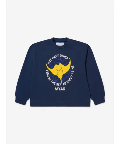 MYAR Boys Cotton Fish Print Sweatshirt - Blue