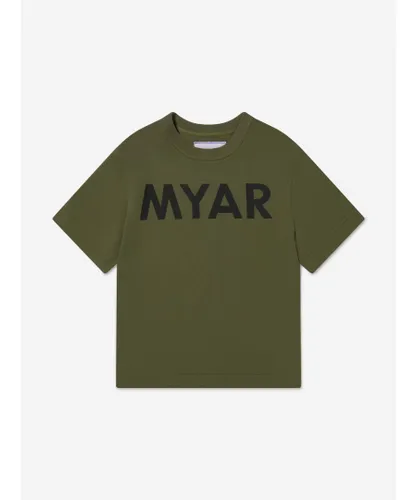 MYAR Boys Cotton Logo Print T-Shirt - Brown Cotton Jersey