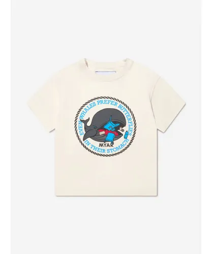 MYAR Boys Cotton Whale Print T-Shirt - Ivory