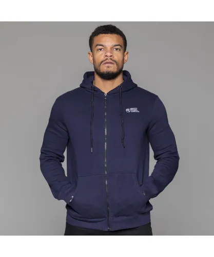 MYT Mens Embroidery Zip Up Hoodie Navy Cotton