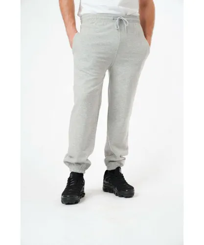 MYT Mens Plain Cuffed Joggers With Zip Pockets In Grey Cotton