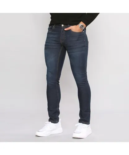 MYT Mens Skinny Fit Stretch Jeans Dark Blue Cotton
