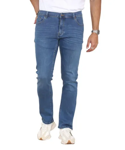 MYT Mens Straight Leg Jeans Hyper Stretch Denim in Blue