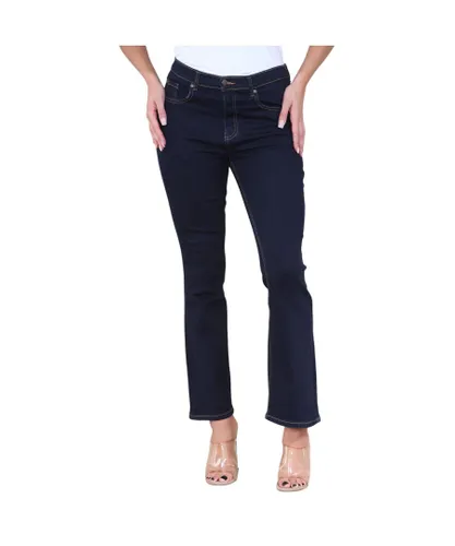 MYT Womens Magic Shaping High Waisted Slim Flare Leg Jeans in Indigo - Indigo Blue Denim
