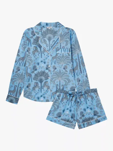 myza Favourite Travel Organic Cotton Short Pyjamas, Blue - Favourite Travels - Female