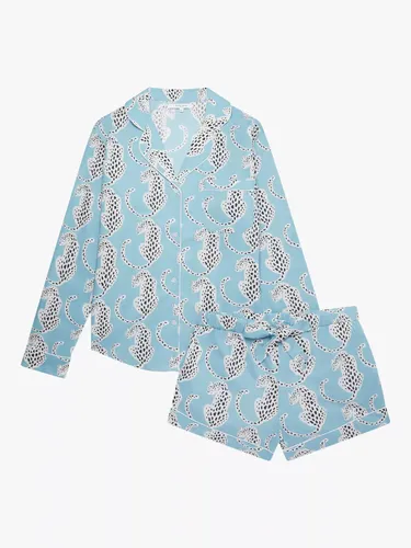 myza Leopard Organic Cotton Short Pyjamas, Blue - Blue - Female