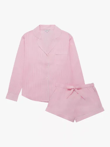 myza Striped Organic Cotton Short Pyjamas - Pink/White - Female