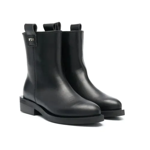 N21 , Black Leather Slip-On Boots ,Black male, Sizes: