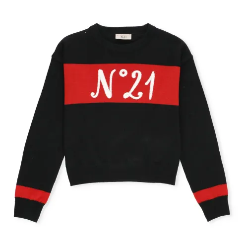N21 , Black Wool Sweater for Girls ,Black female, Sizes: