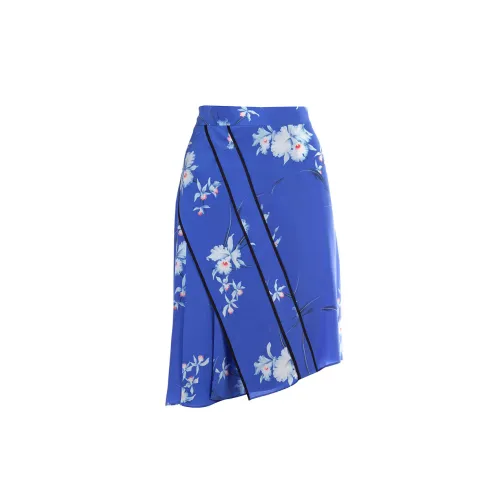 N21 , Blue Floral Print Asymmetric Skirt ,Blue female, Sizes: