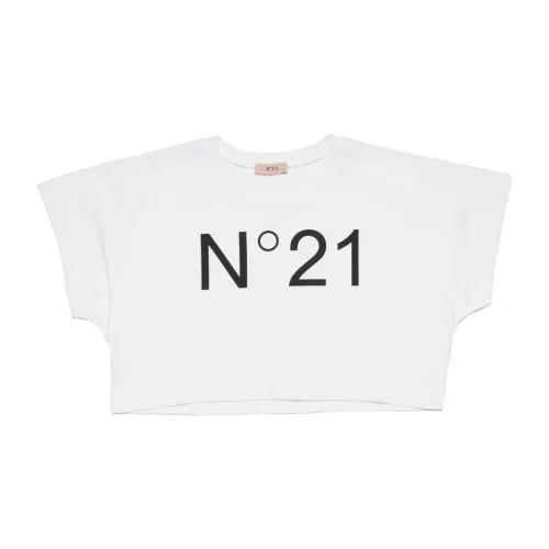 N21 , Branded cropped T-shirt ,White female, Sizes: