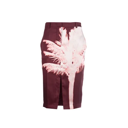 N21 , Burgundy Palm Print Pencil Dress ,Red female, Sizes: