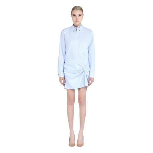 N21 , Cotton Poplin Shirt Dress in White and Blue ,White female, Sizes: