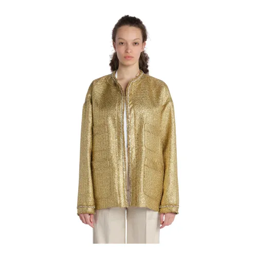 N21 , Golden Metallic Polyester Jacket ,Yellow female, Sizes: