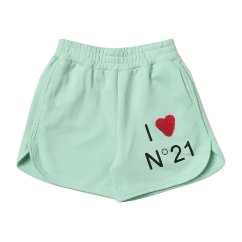 N21 , Light green kids shorts with elastic waist ,Green female, Sizes: