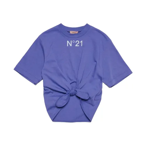 N21 , Short Sleeve Logo T-Shirt ,Purple female, Sizes: