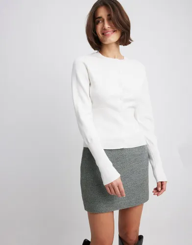 NA-KD cinched waist cardigan in off white