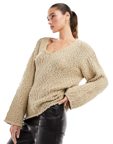 NA-KD structured knitted jumper in beige-Neutral